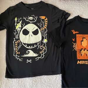 2 Kids Small Tee Shirts | Nightmare Before Christmas | Minecraft Pumpkin